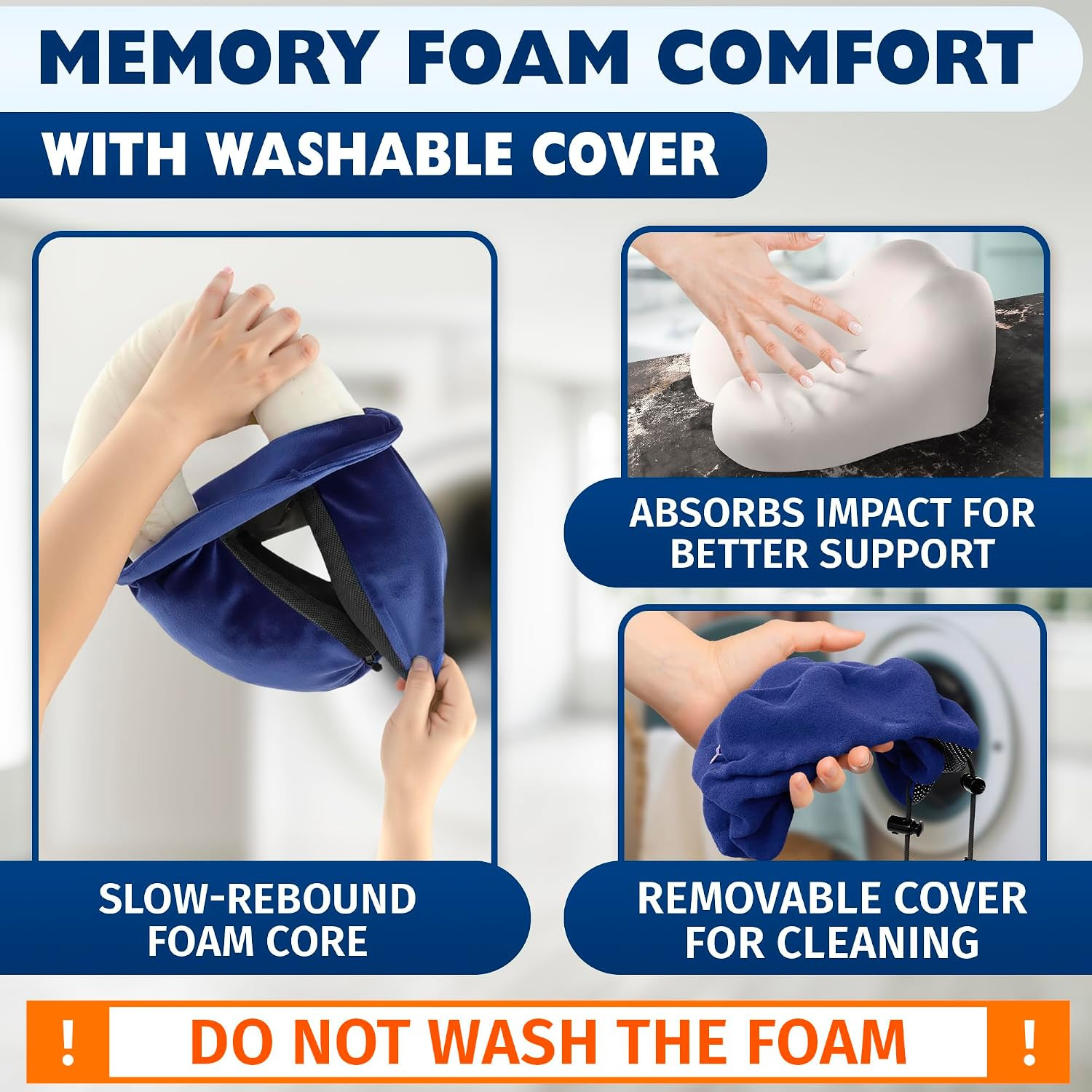 100% Memory Foam Neck Support Pillow with Adjustable Snap Buttons & Head Support
