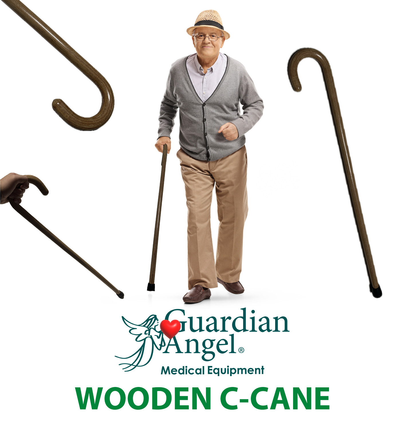 Wooden C-Cane (36.5") by Guardian Angel