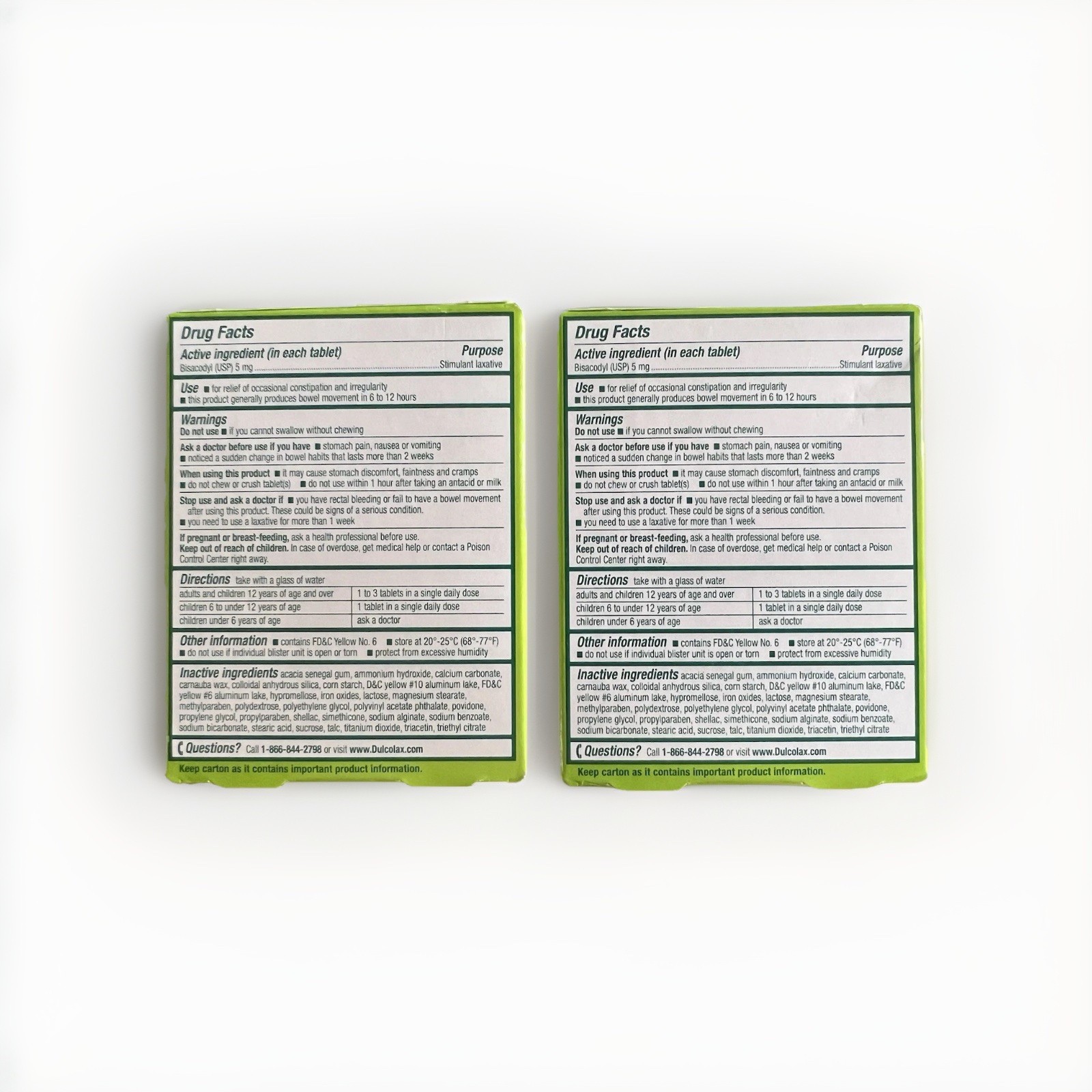 Dulcolax OVERNIGHT Laxative Tablets - 2PACK /50ct Each/ 100 Total Tabs Bisacodyl