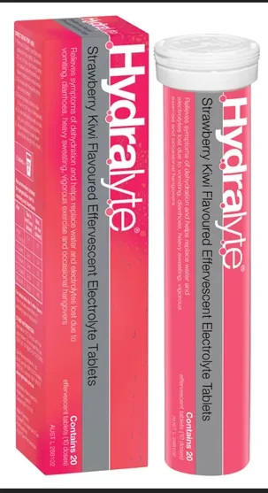 Hydralyte Effervescent Strawberry Kiwi 20 Tablets EXP: 09/26