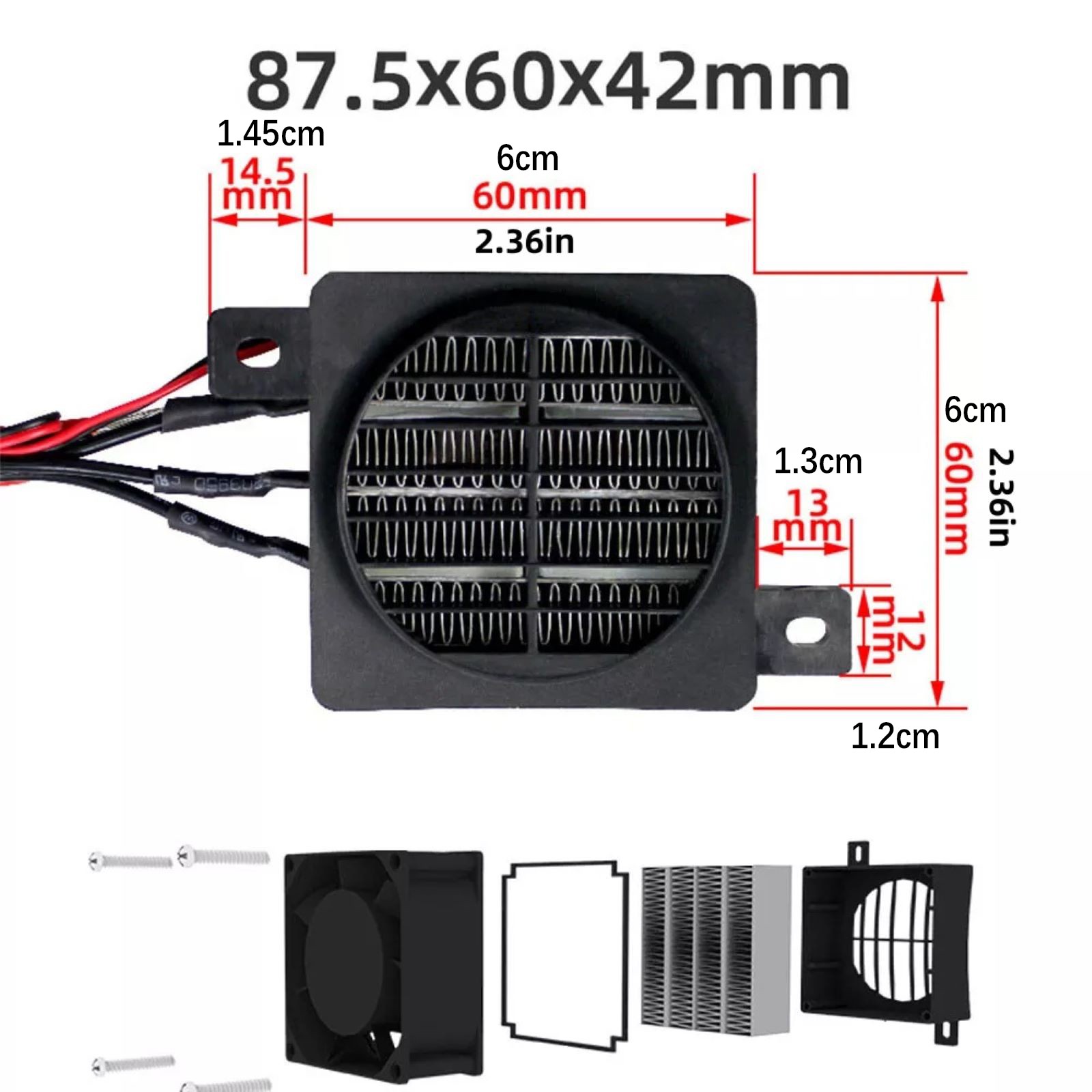 Wall-Mountable PTC Heater 12V 100W 30s Fast Heating High Temp Protection