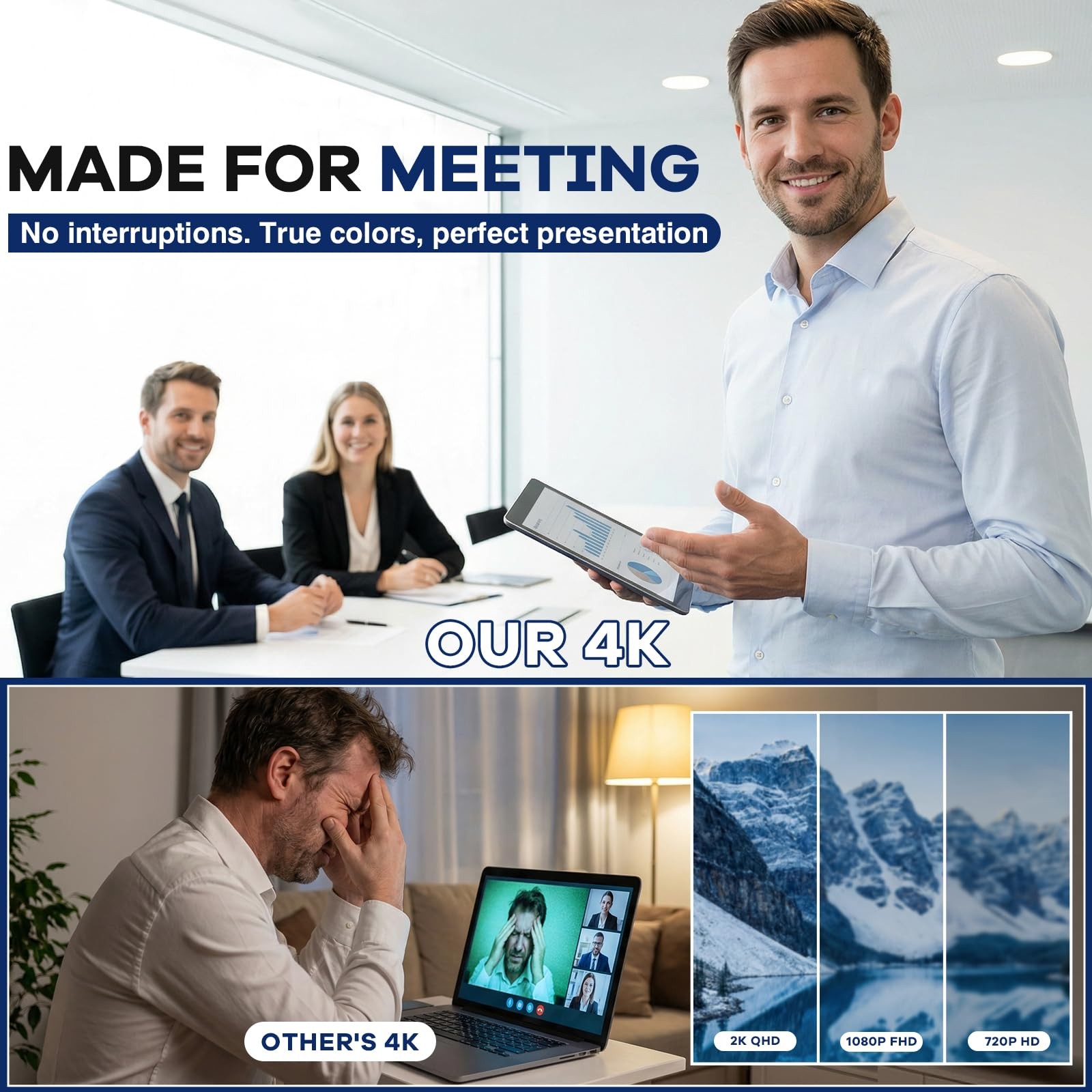 4K Webcam for PC & Mac, Tiny USB Streaming Camera with PDAF Autofocus, Dual O...