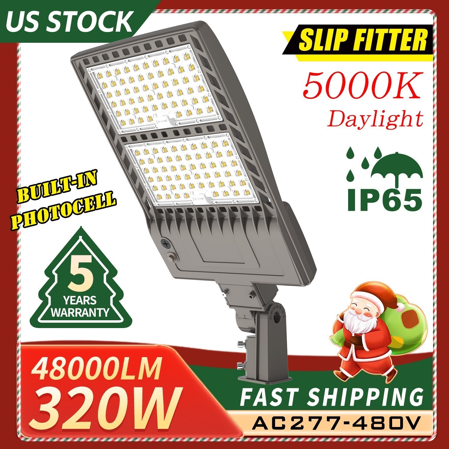 320W LED Parking Lot Light Dusk-to-Dawn Commercial Street Shoebox Light DLC&UL