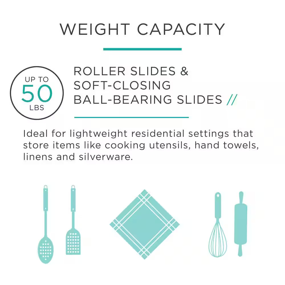 1 Pair 16 In. Self-Closing Bottom Mount Drawer Slide Set 1-Pair (2 Pieces)