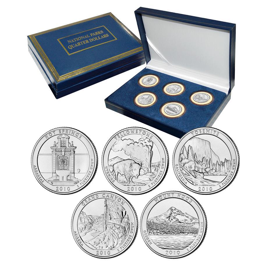2010 Uncirculated America The Beautiful National Parks Quarter Set in Gift Box