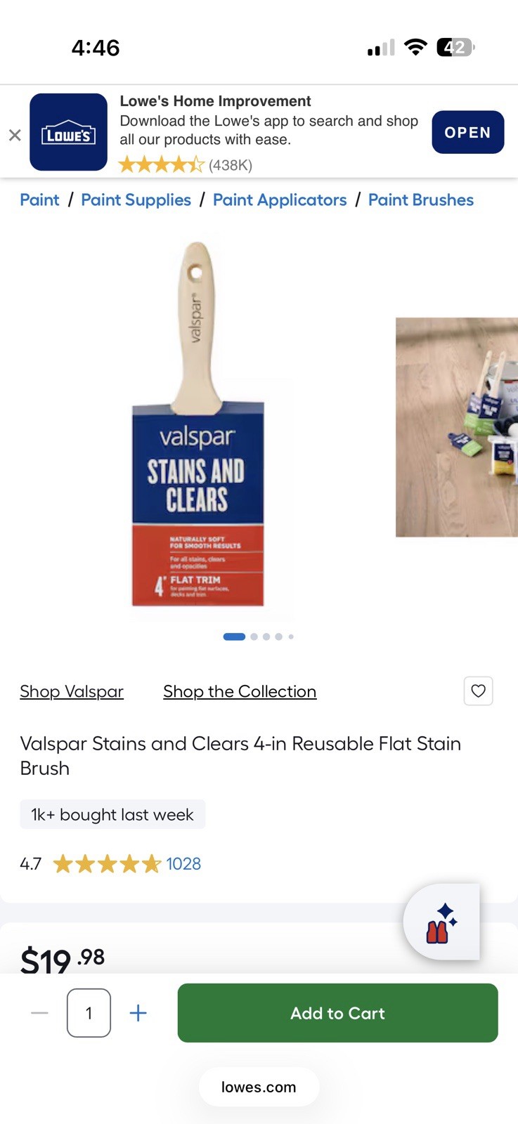 Valspar 4” Stains & Clears Flat Trim Paint Brush