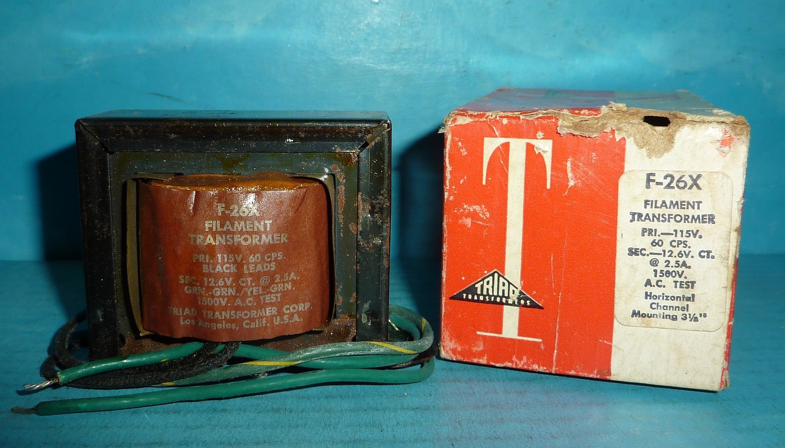 Triad F-26X Filament Transformer Pri. 115V Sec. 12.6VCT@2.5Amp NOS/NIB