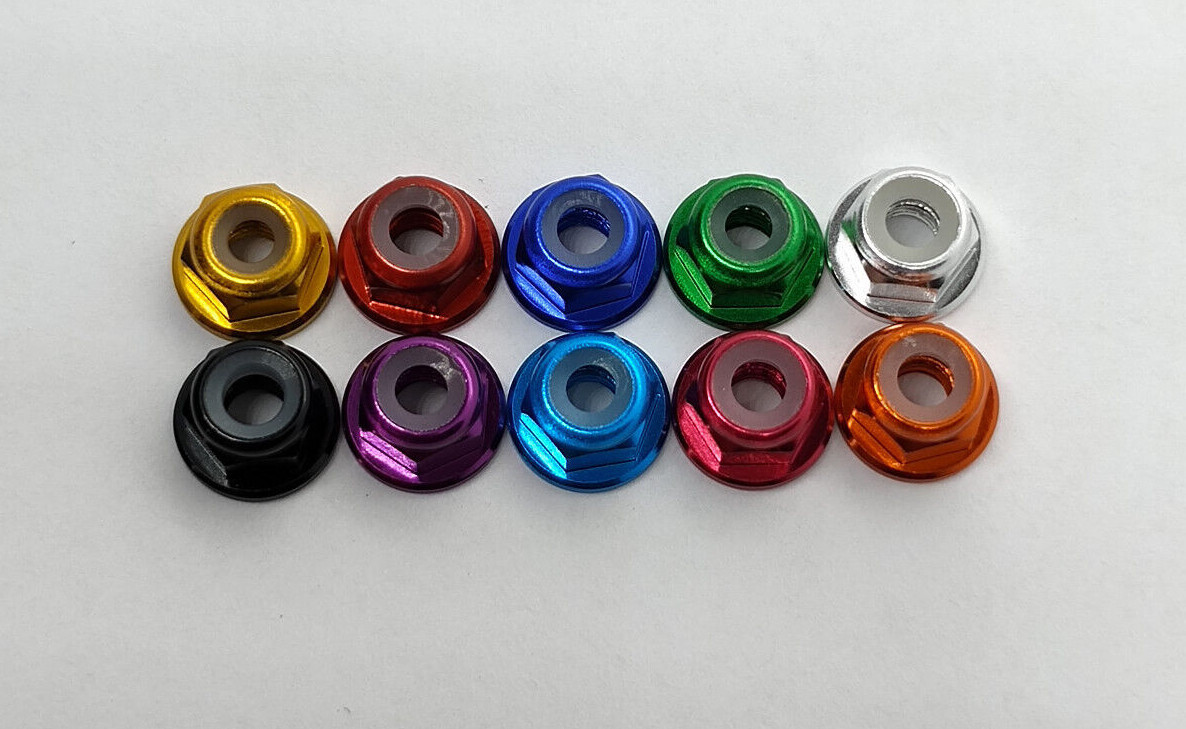 NEW RC M4 Nylon Wheel Lock Nuts Hex Flange Aluminum x5 Ships FREE from US SELLER