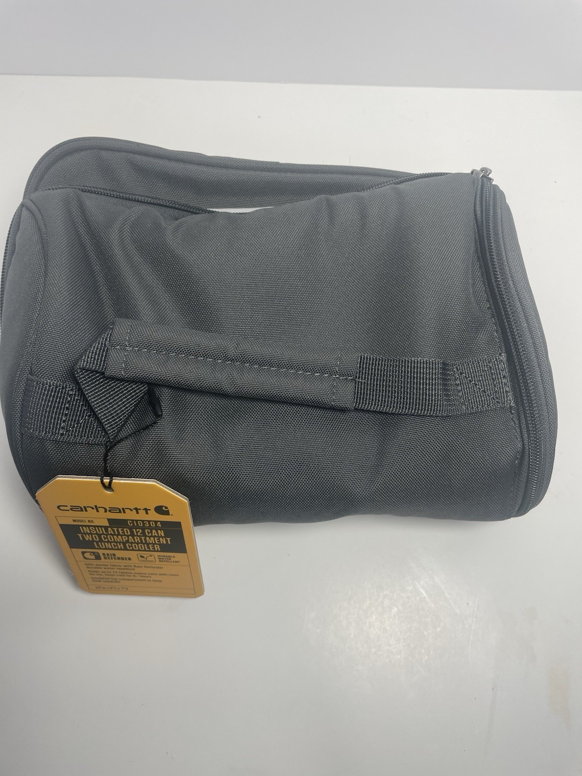 Carhartt CI0304 Insulated 2-Compartment 12-Can Lunch Cooler Bag Gray NWT!