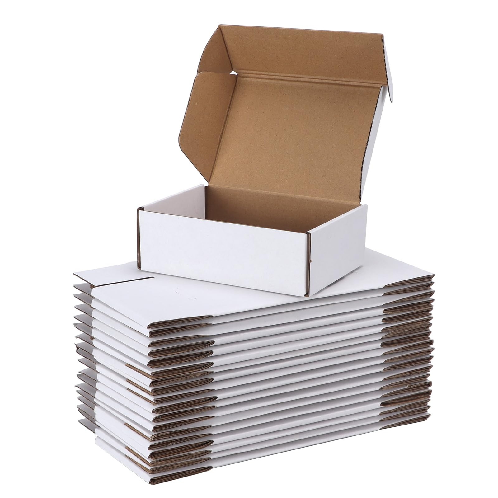 PHAREGE 6x4x2 White Shipping Boxes Bulk 25 Pack, Tab Lock Tuck Top Mailer