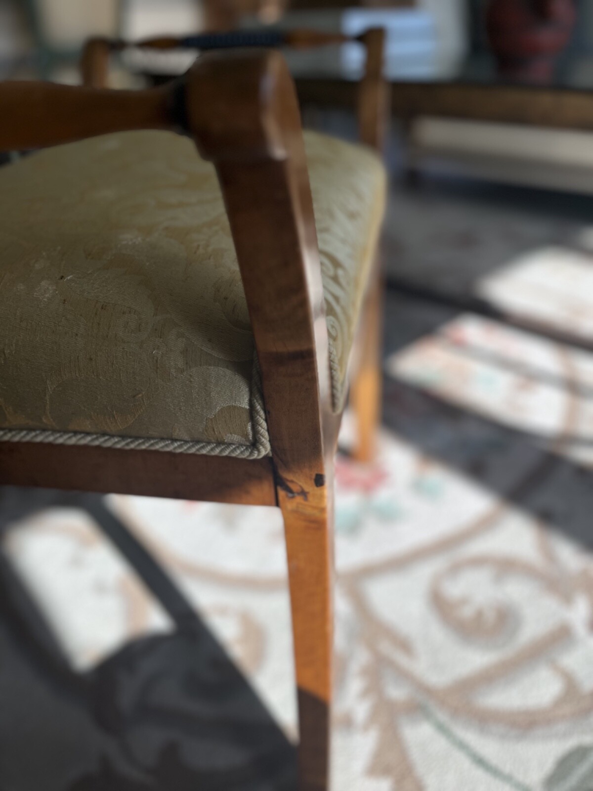 Antique Vintage Biedermeier Gondola-Style Stool/Bench