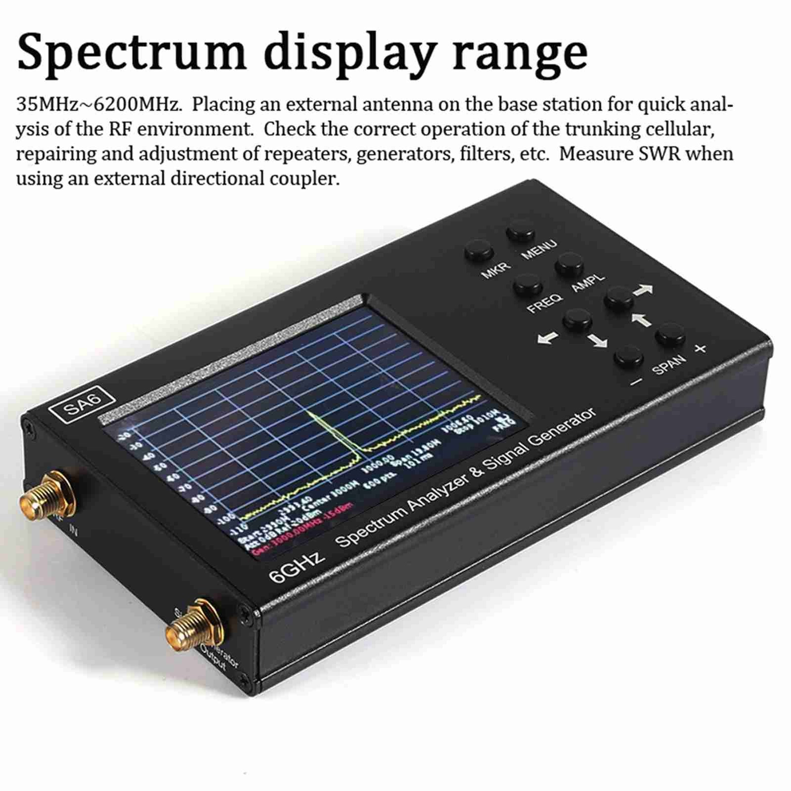 SA6 Portable Spectrum Analyzer Signal Generator 3.2 Inch Touched Screen Mul LSSB