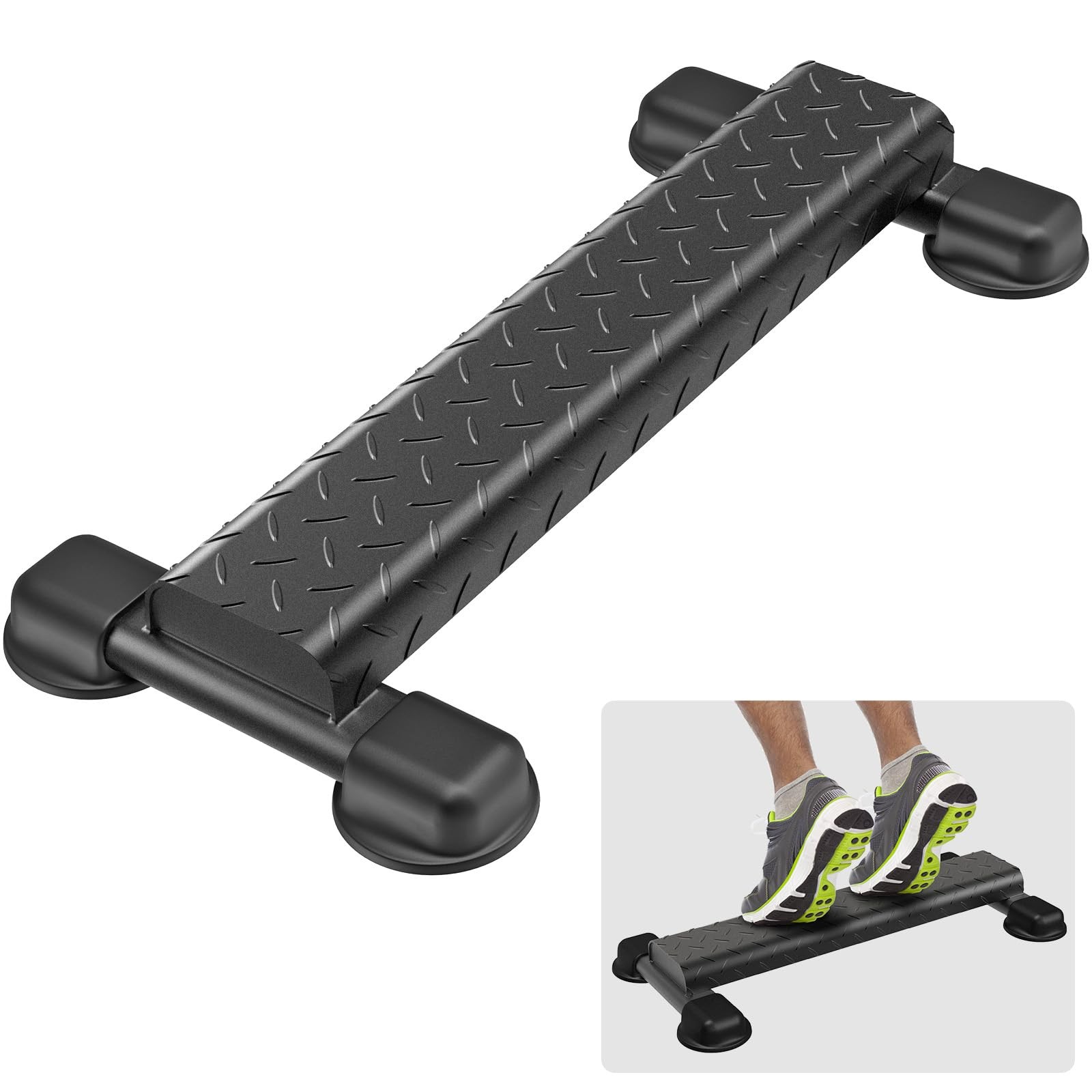 Lifeswell Steel Calf Raise Bar with Wider Anti-Slip Calf Raise Block, Rounded Ed