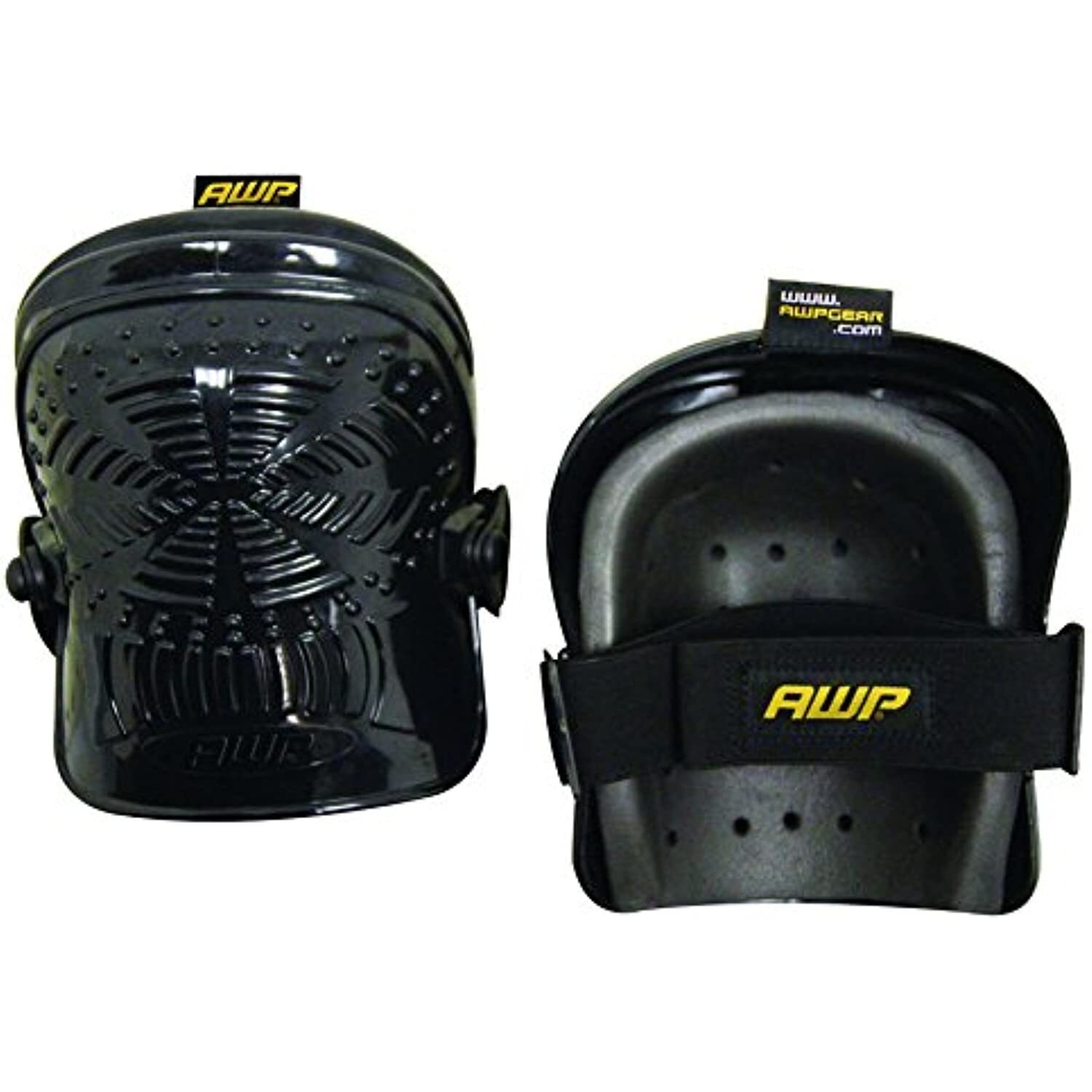 AWP 1L-326 Non-Marring Rubber-Cap Knee Pads, Black