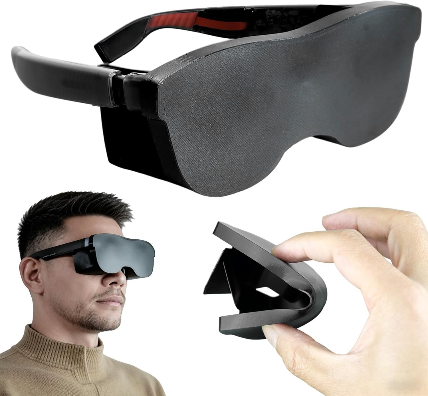 Soft TPU Light-Blocking Cover for Augmented Reality Glasses - 100% Occlusion