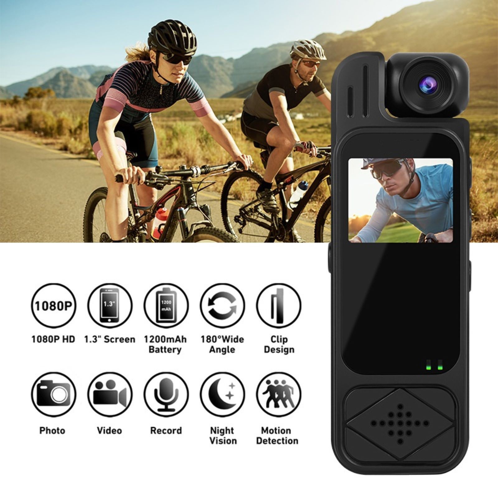 1080P DVR IR Night Audio Video Recorder 180° Rotation Mini Body Sport Camera
