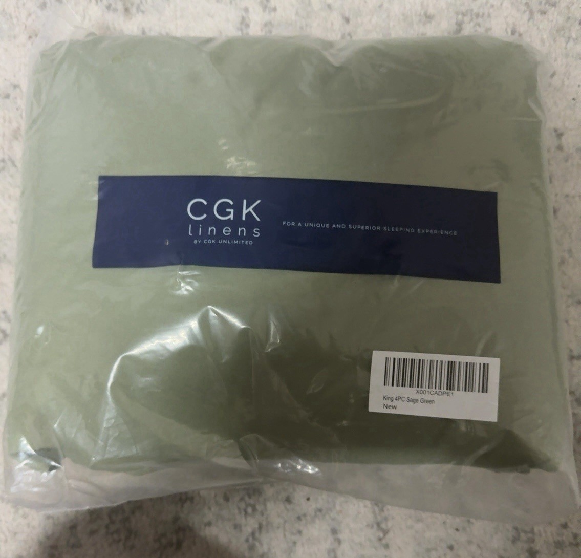 CGK Linens King 4 Piece Microfiber Sheet Set Sage Green NEW Deep Pocket