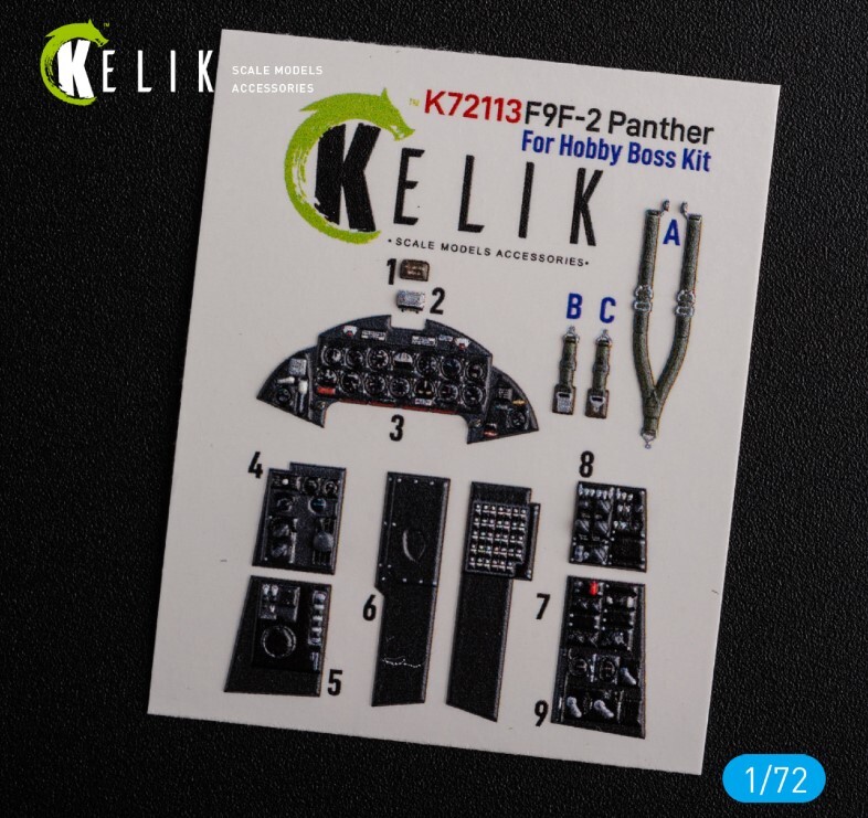 Kelik K72113 F9F-2 Panther interior 3D decals for HobbyBoss kit 1/72