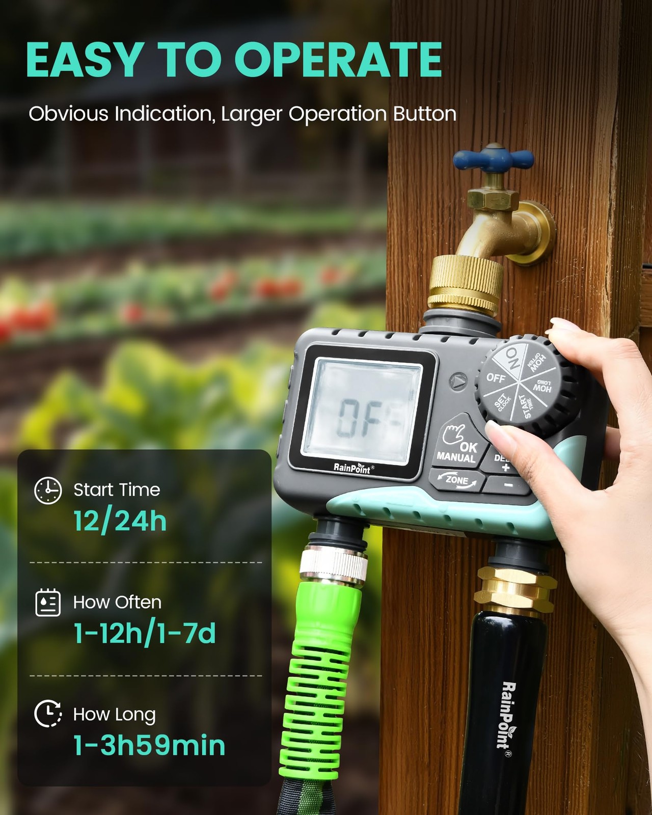 Sprinkler Timer 2 Outlet, Water Timer for Garden Hose, Programmable Drip Irri...