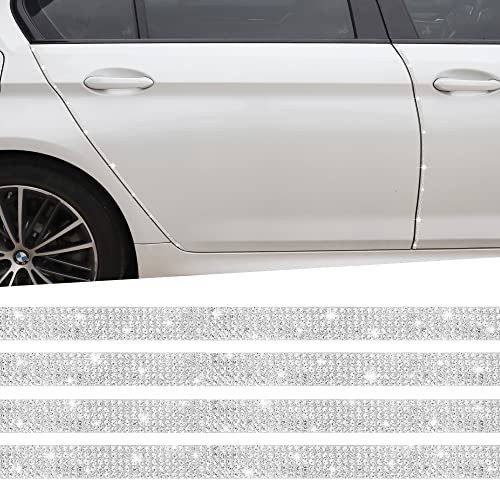 Bling Car Door Guard Crash Bumper Crystal Anti-Scratch Strip Sticker white