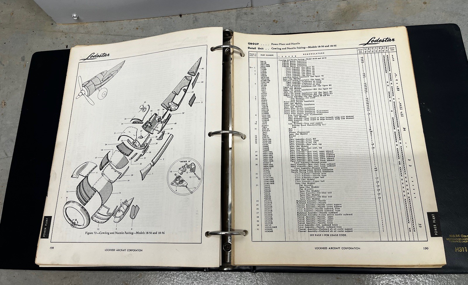 Lockheed Lodestar Model 18 Maintenance Parts Catalog-Original