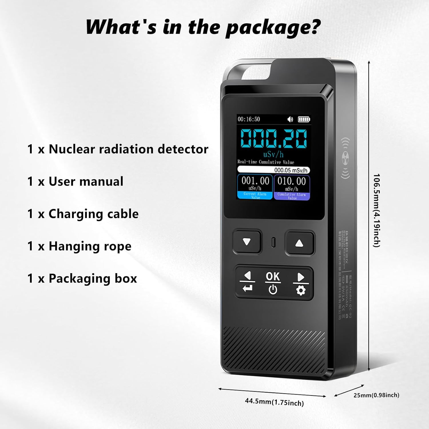 Portable Geiger Counter & Radiation Detector with IPS Display & USB Rechargeable