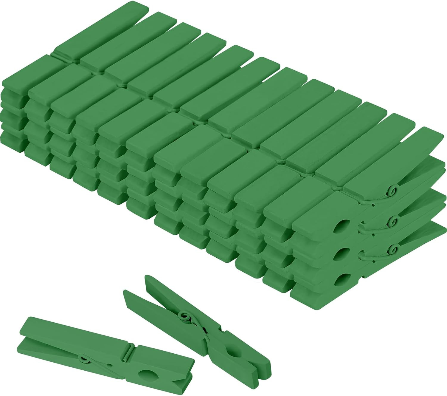 Colored Clothes pins 2.9inch 50PCS Green, Colorful ClothesPins Wooden Clips for