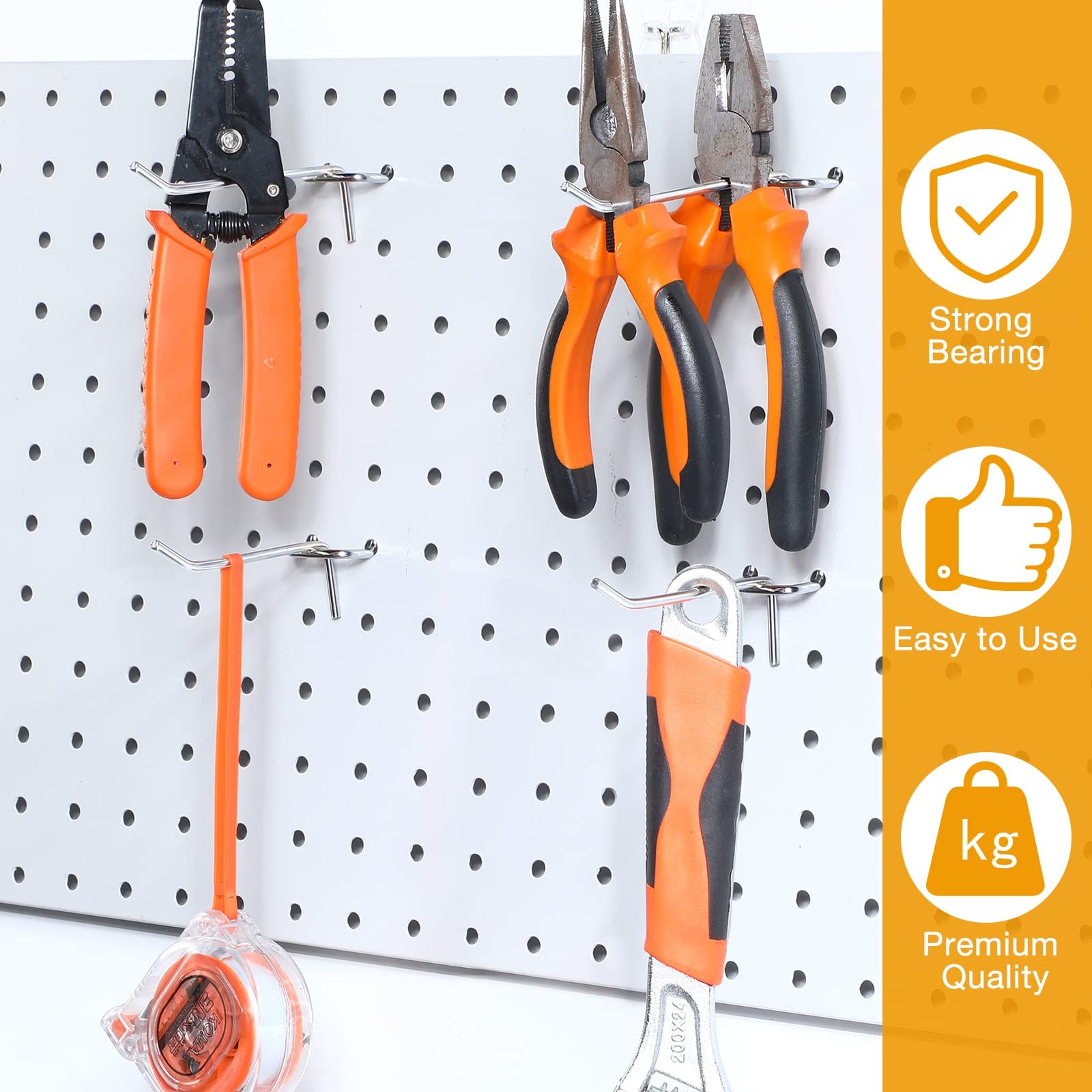 Funrous 100 Pack Peg Board Hooks Stainless Steel Pegboard Hooks Shelving Disp...