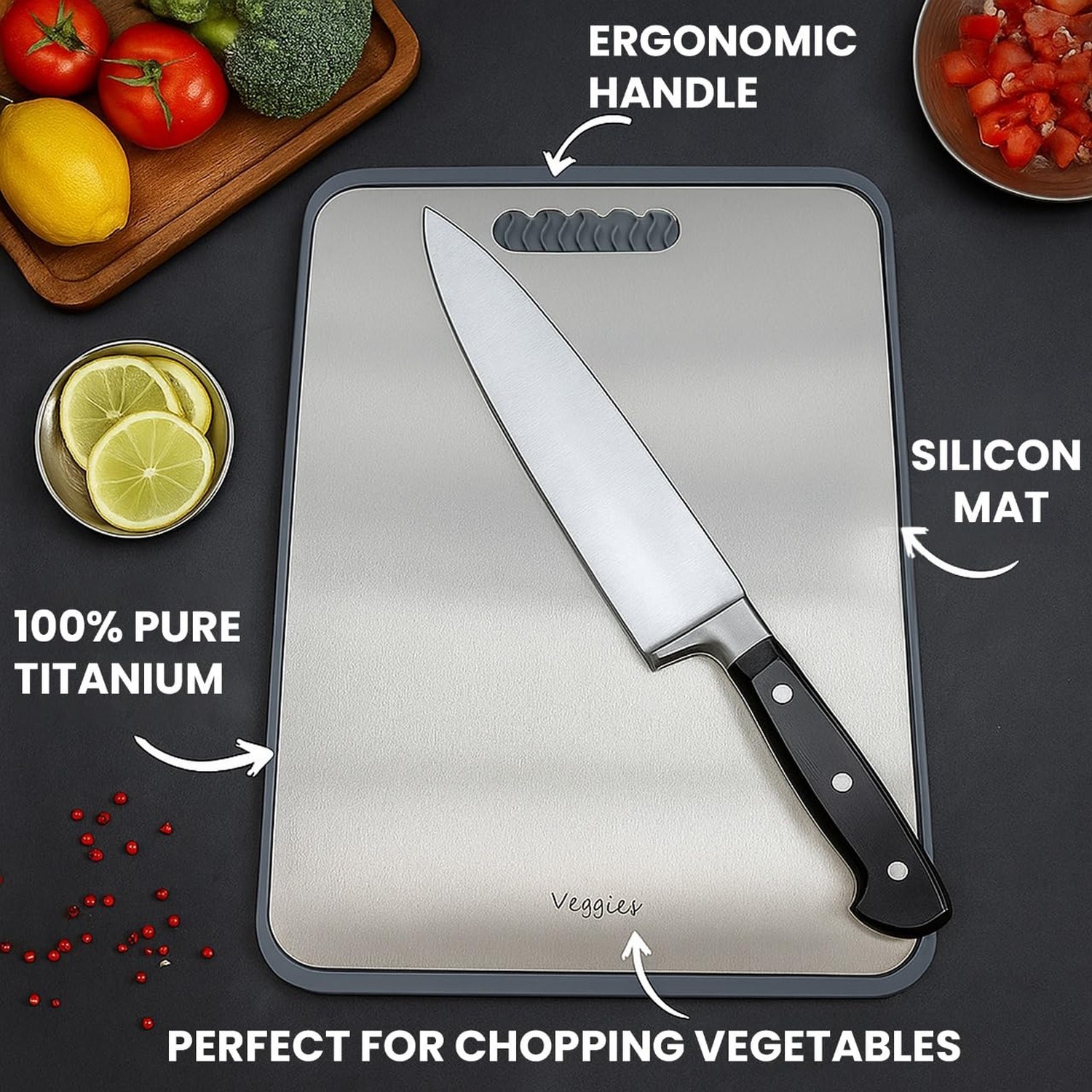Pure Titanium Cutting Board for Kitchen, Solid Metal Chopping Board, Hygienic...