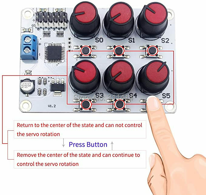 DC 5V-8.4V 6-way Knob Servo Controller Control Board Robot Arm Manipulator New