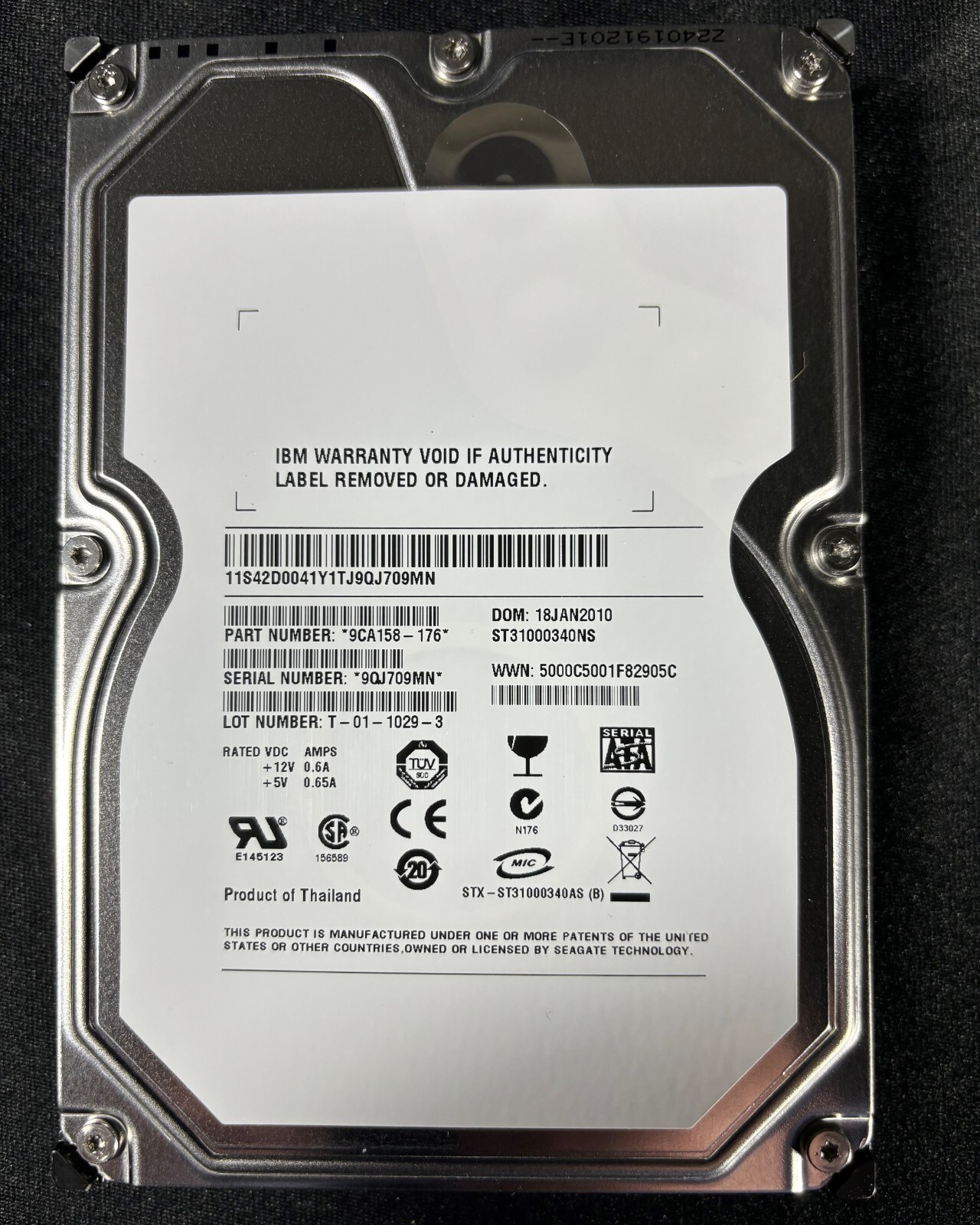 IBM 9CA158-176  1TB - 7.2K - 3Gbps - 3.5" SATA Disk Drive