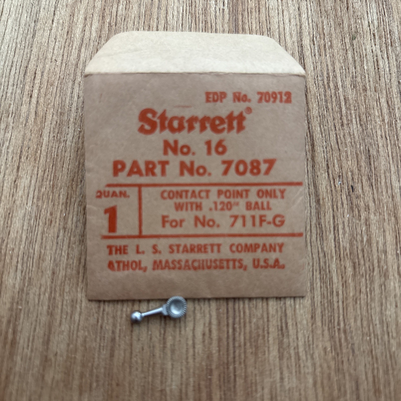 Starrett  No.16 # 7087 Carbide Contact Point  711F-G Dial Indicator Tip