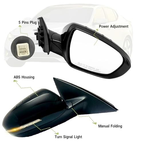 Left Driver Side Mirror Compatible with 2016 L-Driver Side 16-18 Natural White