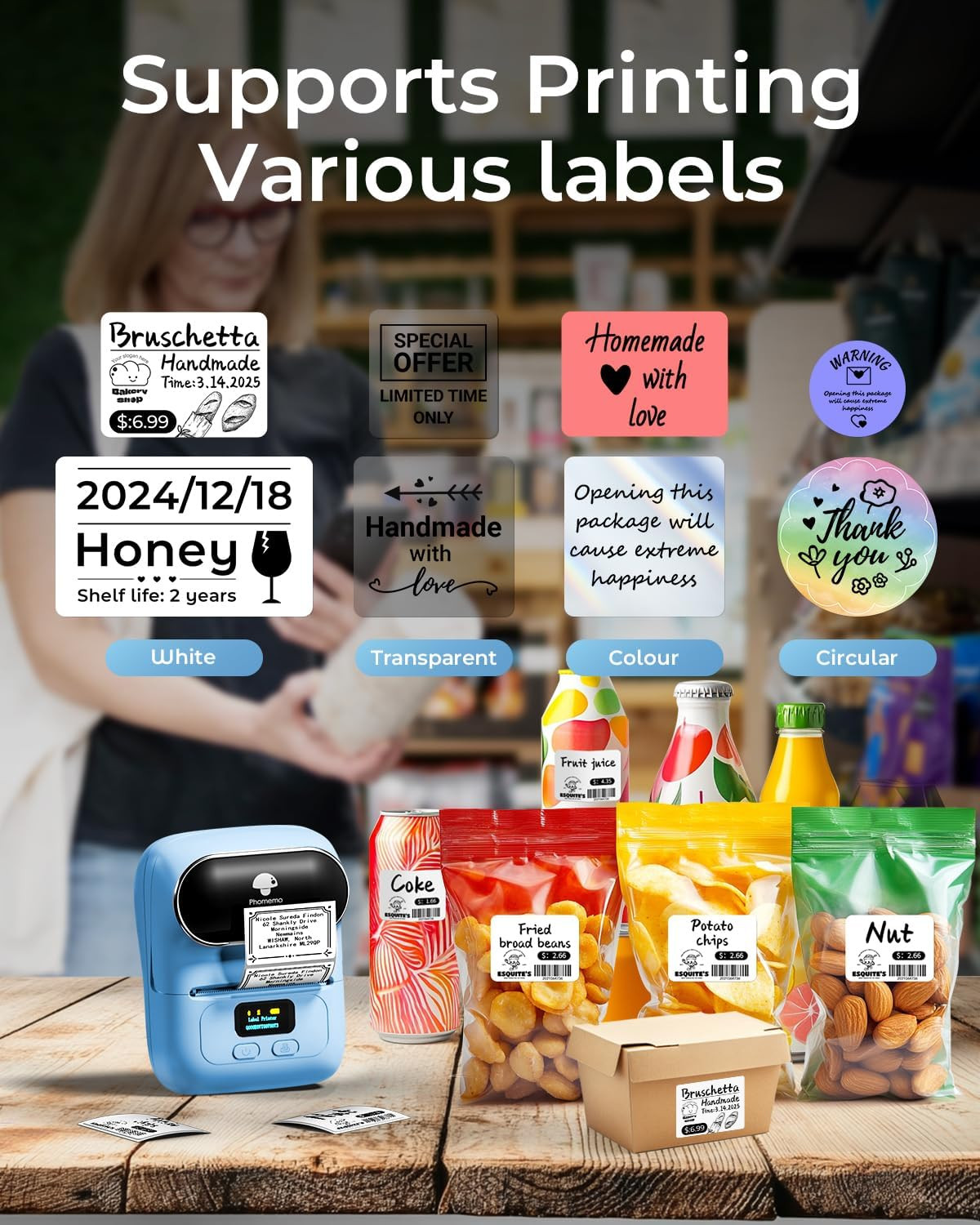 Phomemo M110 Label Makers - Barcode Thermal Bluetooth Label Printer