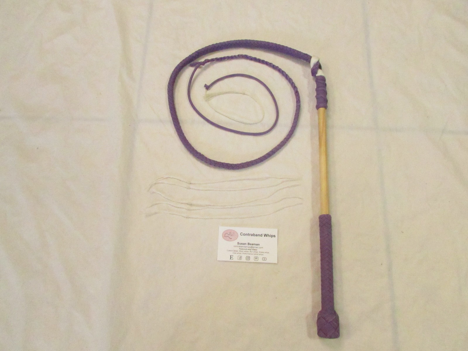 Contraband Whips 3 Foot 8 Plait Nylon Paracord Eco Stockwhip Purple