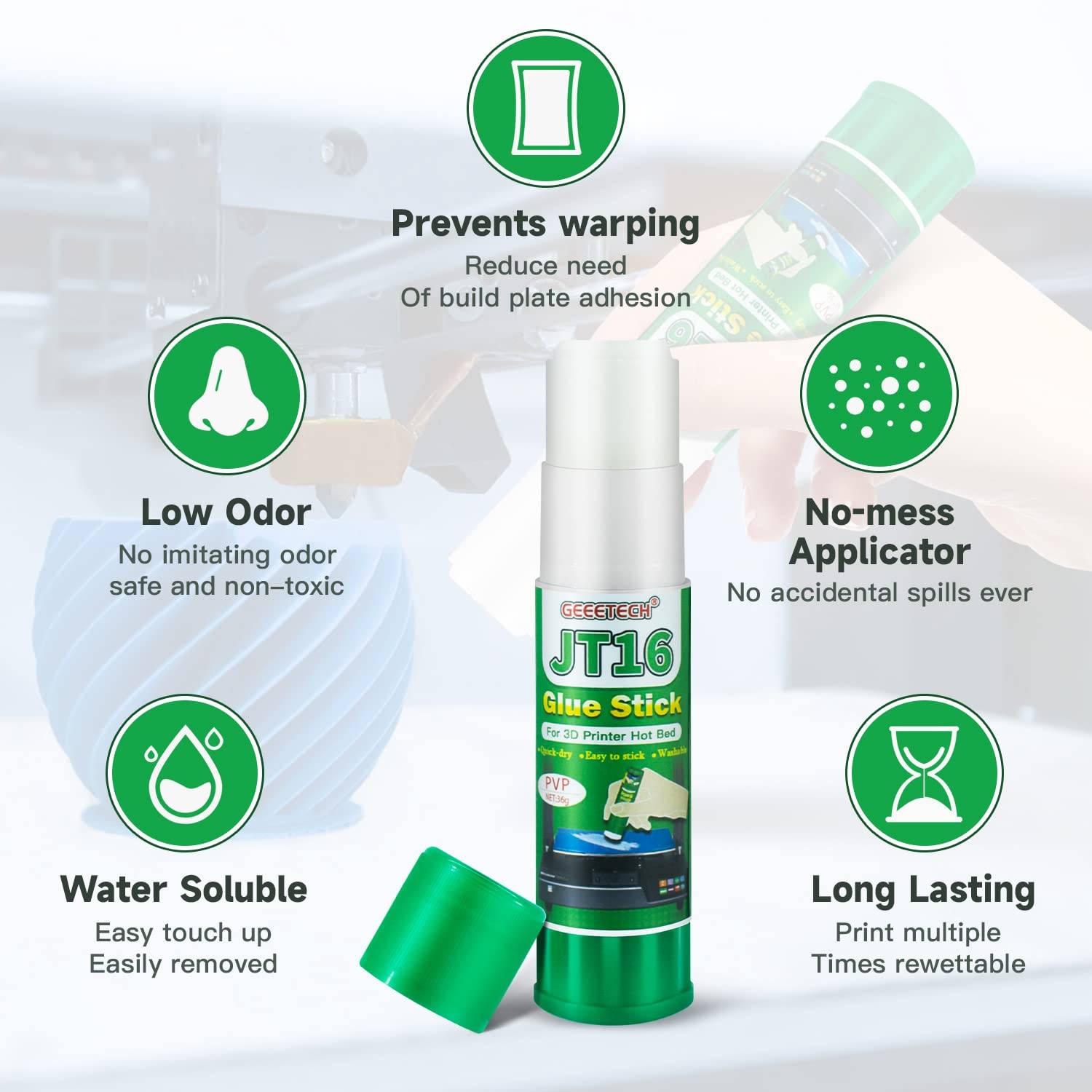 Geeetech 3D Printer Glue Sticks 6 Pack, Bed Adhesive for Hot 6 PC