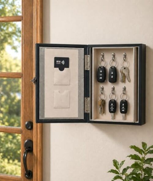 Faraday Key Box with Combination Lock () – Wall Mounted Signal Blocking Black