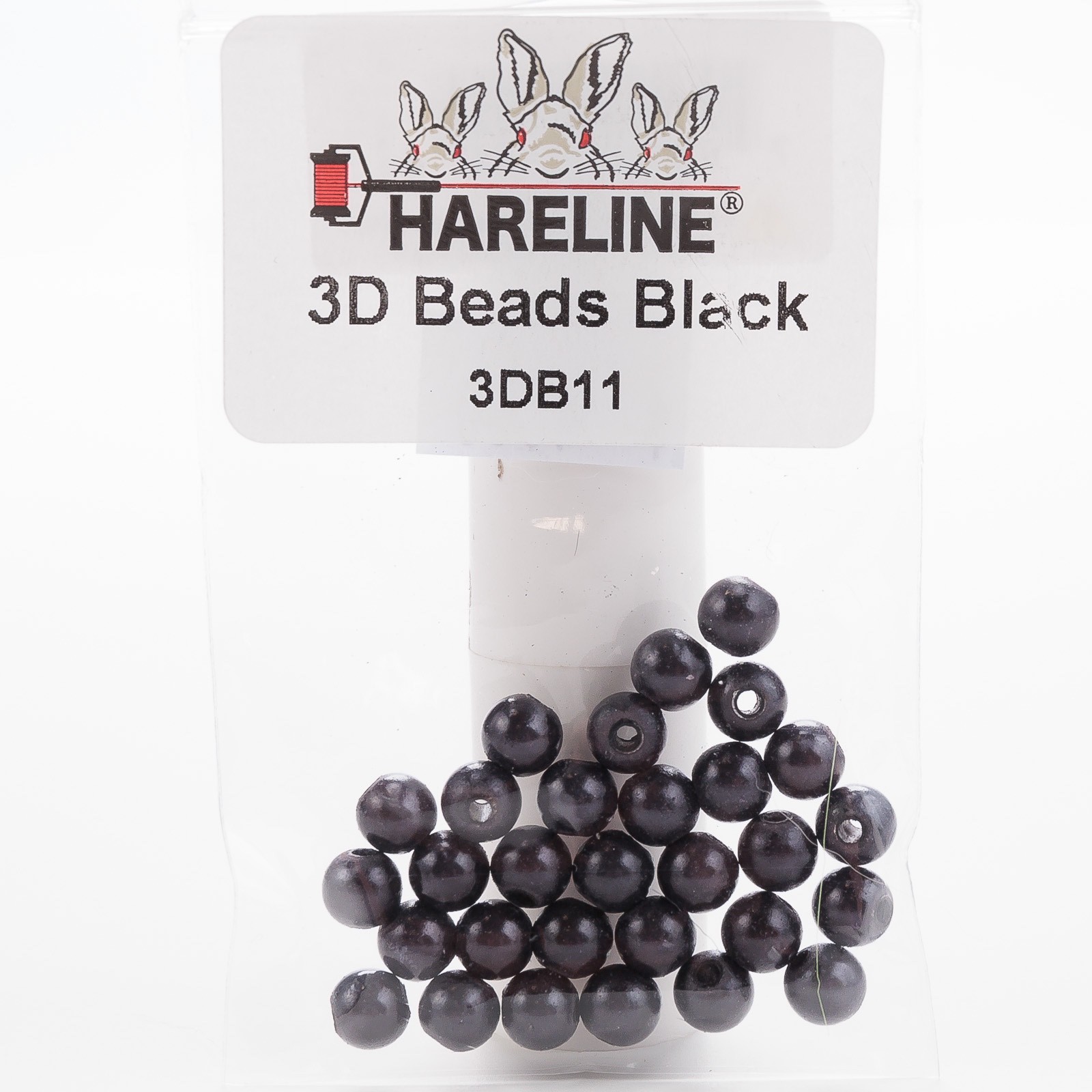 Hareline 3D Beads - Black - 6 MM - For Articulated Streamer Patterns