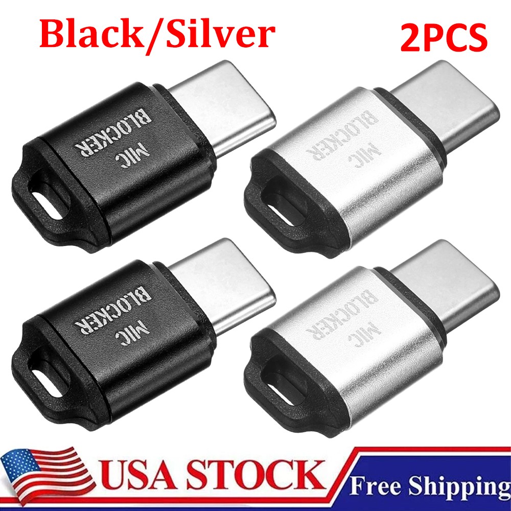 2 Pcs Microphone Blocker, USB Type C Audio Blocker, Black / Silver