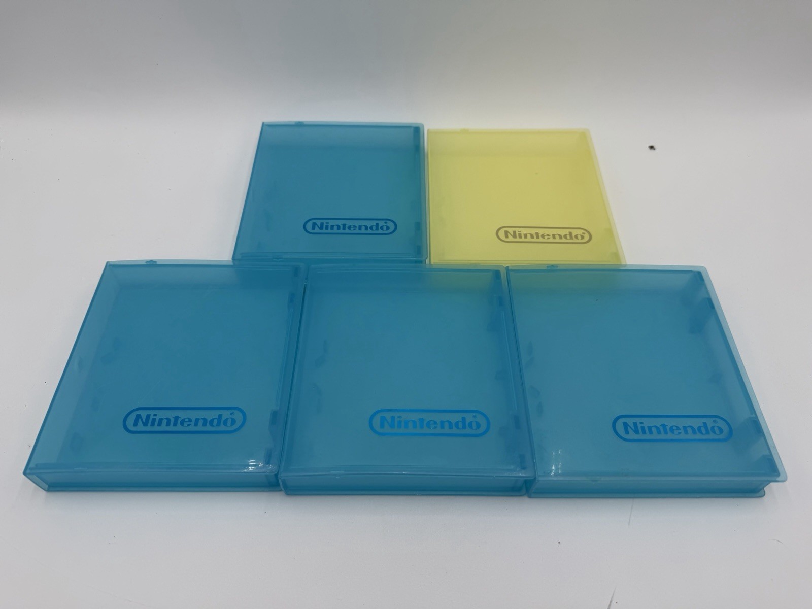 Lot of 5: OEM Nintendo Clear Blue Plastic Clamshell Hard Game Case Box w/ Logo