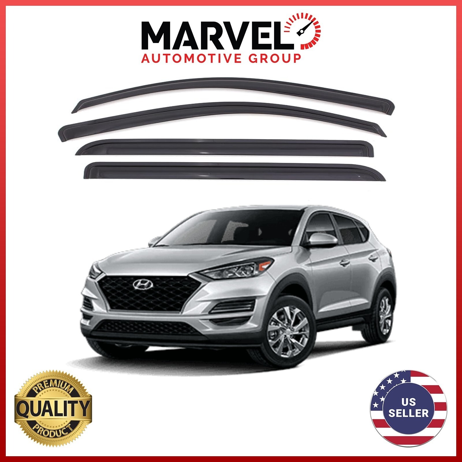 For Hyundai Tucson 2016-2020 Black Window Vent Visor Rain Guard Deflectors