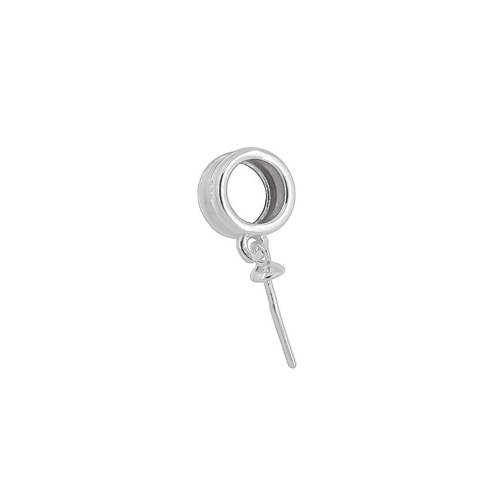 Sterling Silver European Pendant Charm Connector Bail with Pearl Cup Pin #97196