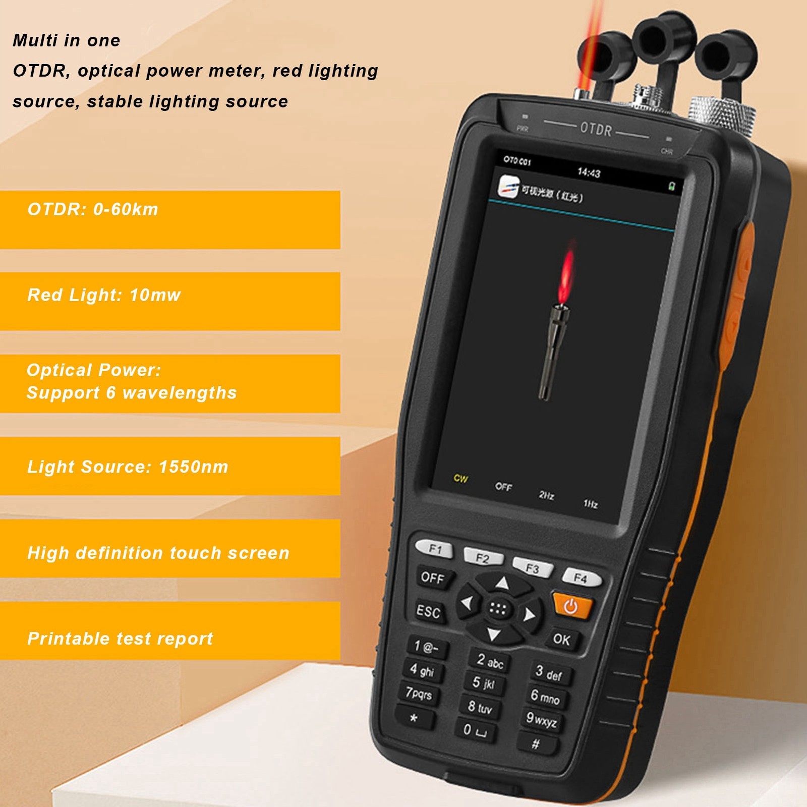 4 In 1 Fiber Optical Power Meter Portable Optic Tester For Network Construct