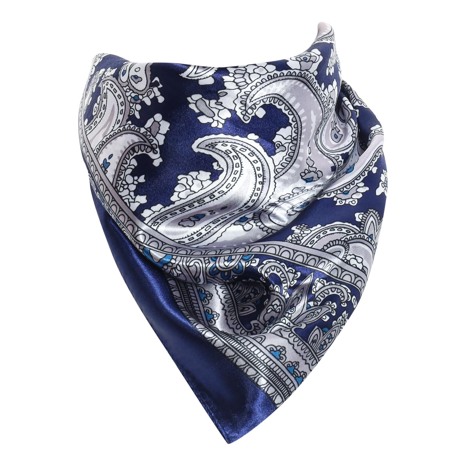35 Inch Wild Rag Cowboy Scarves for Men Large Rancher Neckerchief Silk Blue