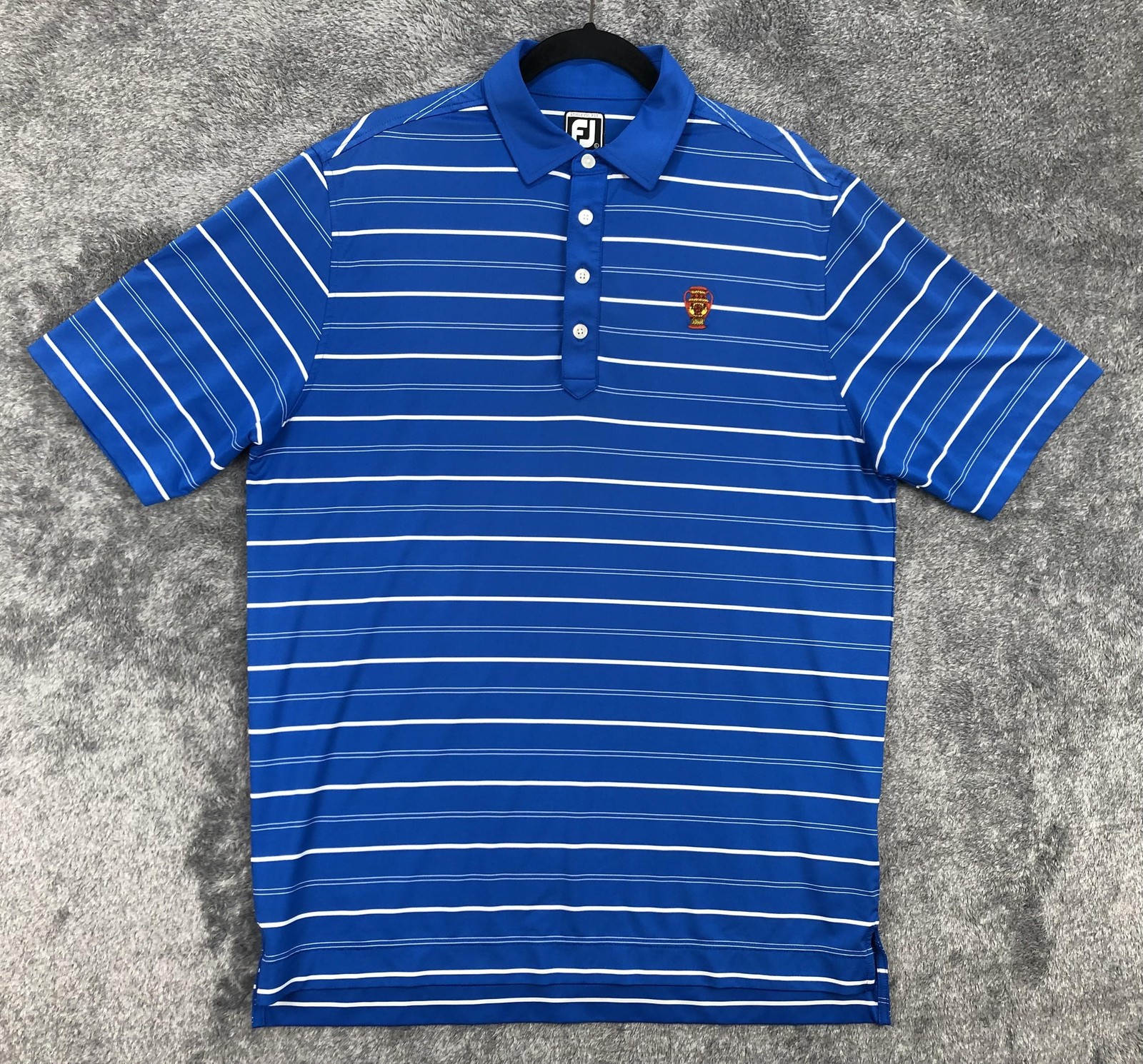 Royal Liverpool Golf Club Shirt Mens Large Striped Polo Athletic Fit FJ Golf