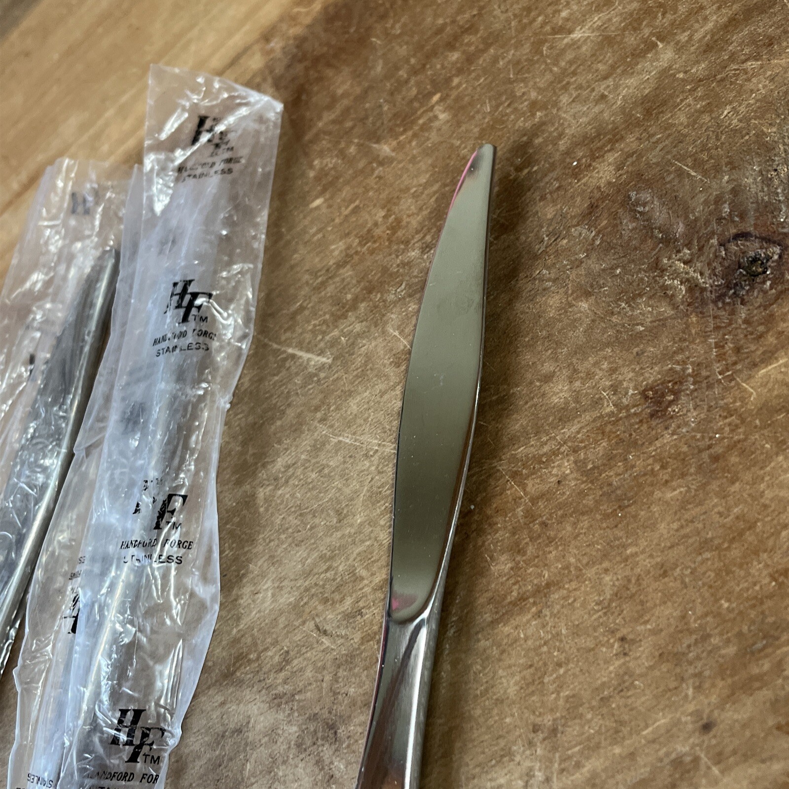 3 Hanford Forge Stainless AVONROSE Pattern Dinner Knives Flatware 1903 NEW