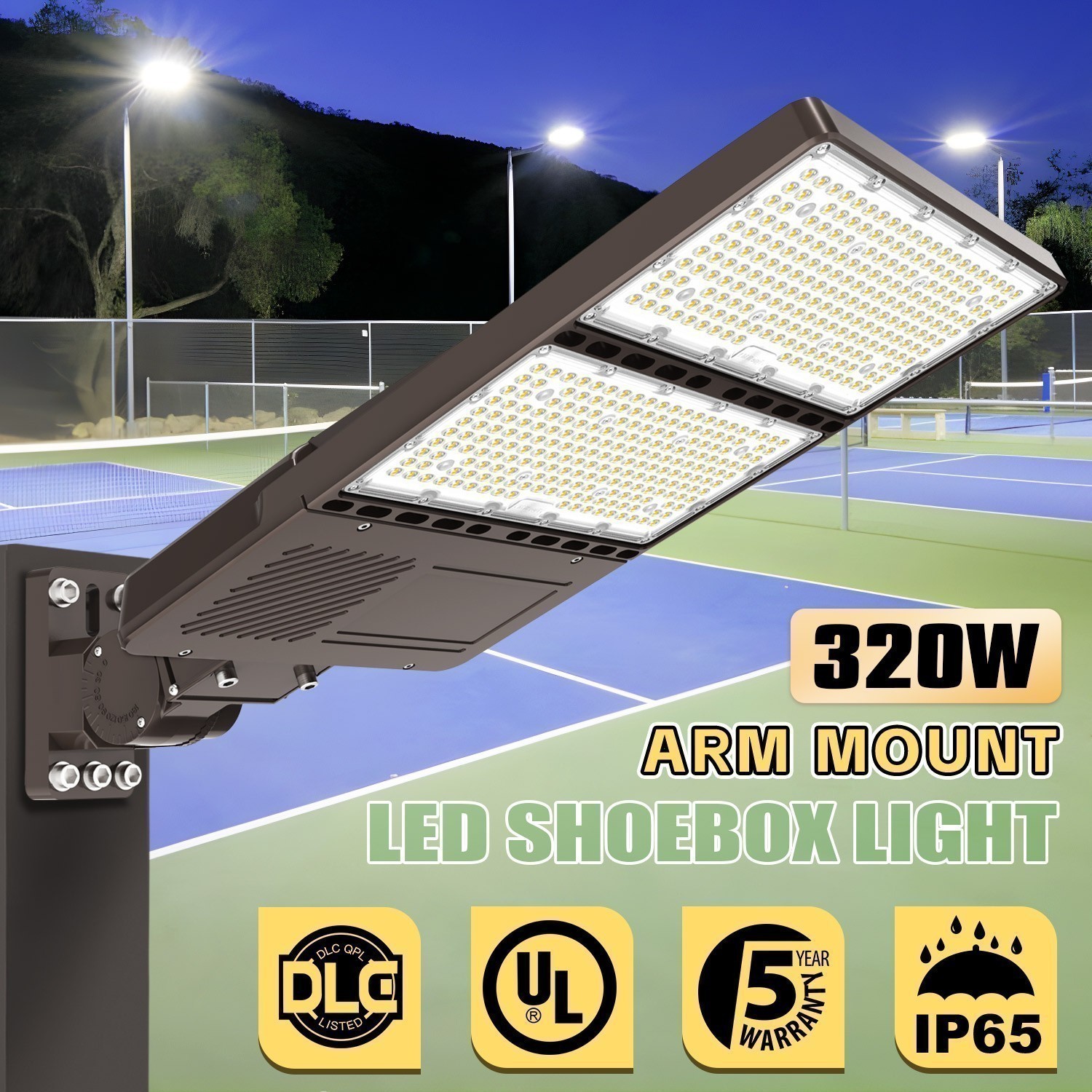320 Watt LED Parking Lot Light Street Area Shoebox Pole Light with Photocell