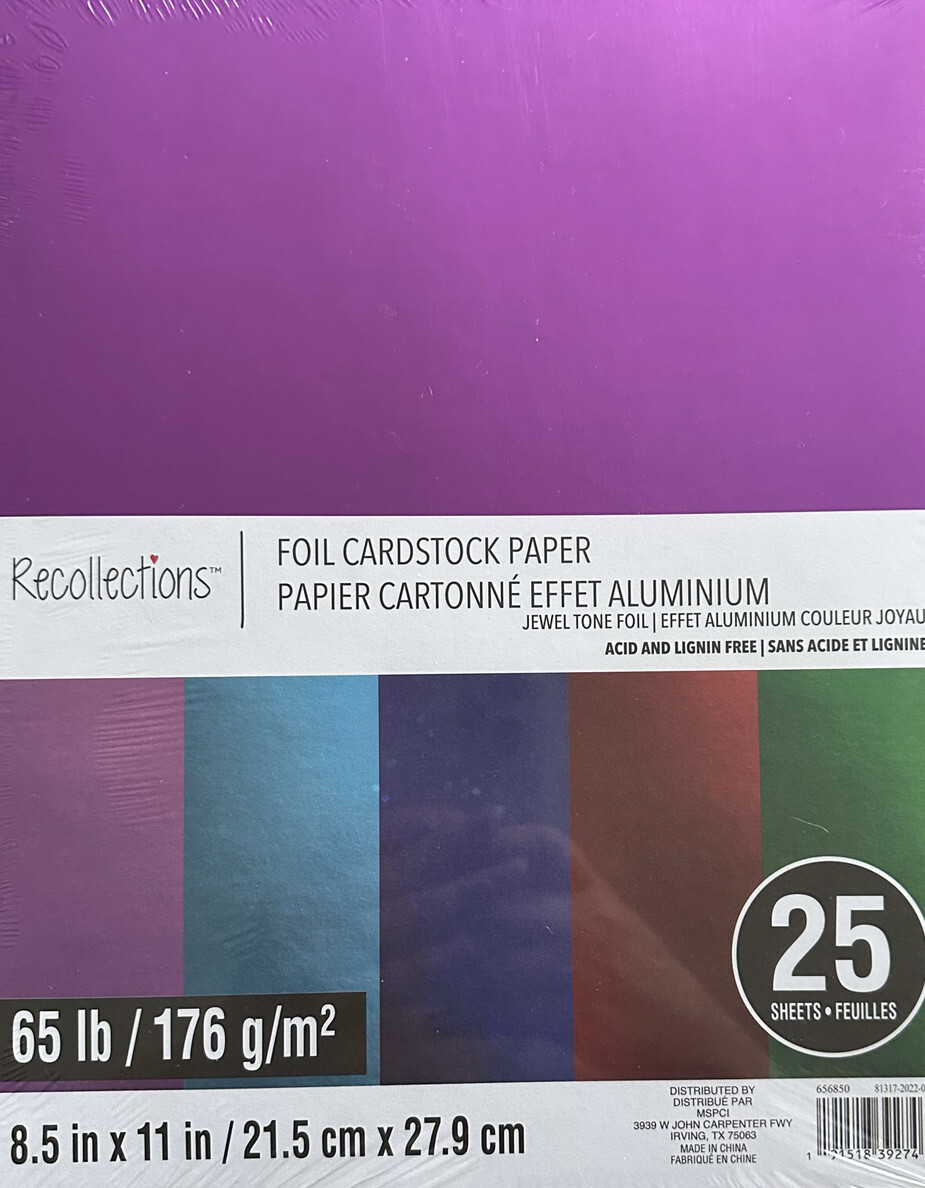 8 1/2 X 11 “JEWAL TONE FOIL ” SCRAPBOOKING / CRAFTS ~25 SHEETS~ BY RECOLLECTIONS