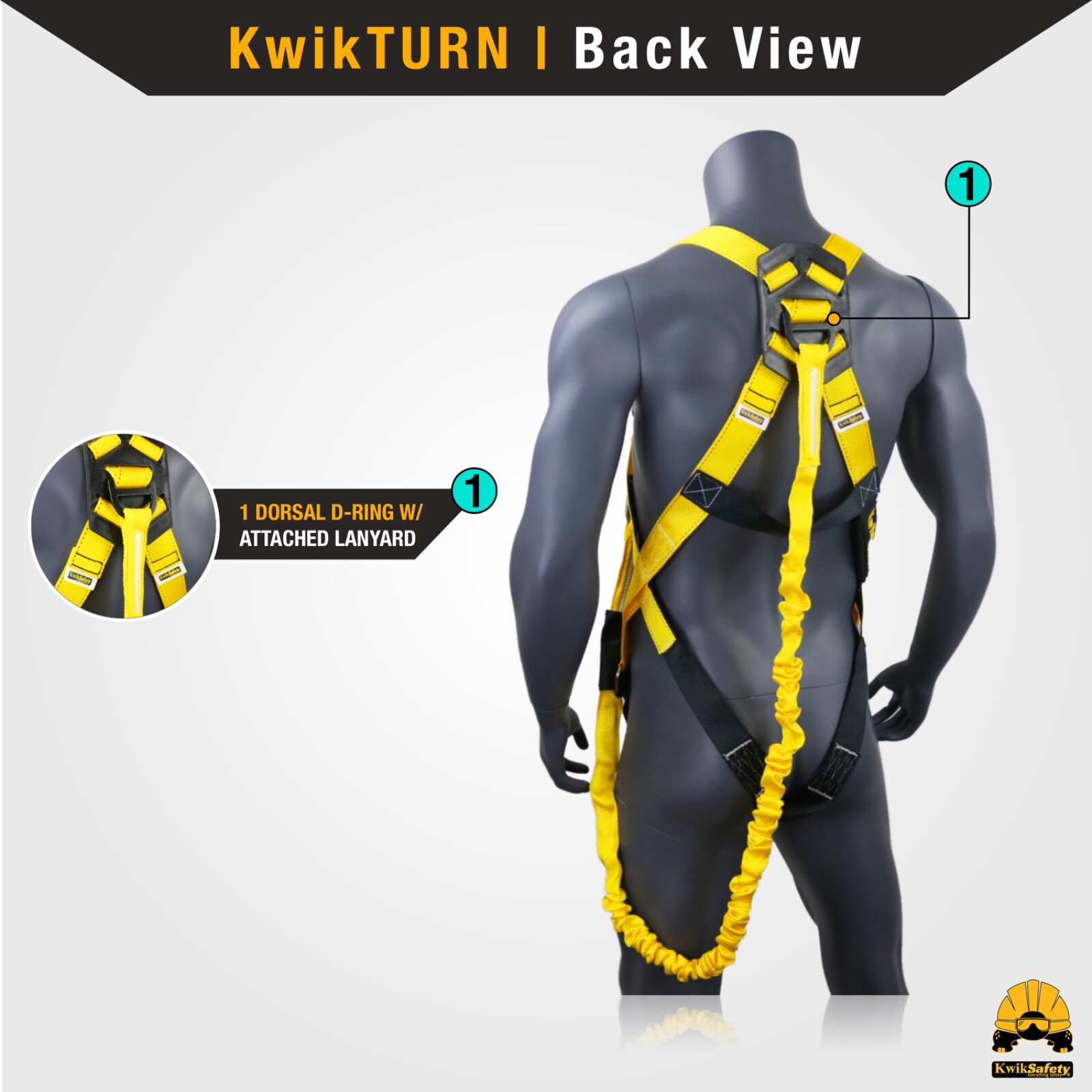 KwikSafety SCORPION ANSI Fall Protection Safety Harness w/ Attached 6ft Lanyard