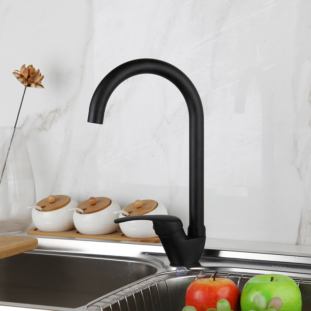Arc Swivel 13 inch Matte Black Kitchen Sink Mixer Faucet Single Handle Hole Taps